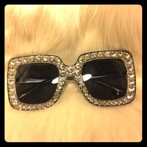 Rhinestone trimmed oversized sunglasses